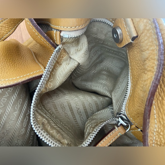 Prada Leather Shoulder Bag Caramel Mustard Brown - Picture 10 of 16